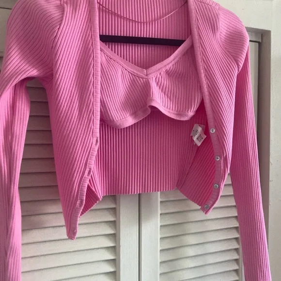 Zara rubbed pink top size S and cardigan M size sells as a set - Picture 5 of 16